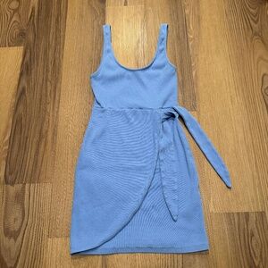 Zara summer sundress cotton mini bodycon sleeveless blue suze M